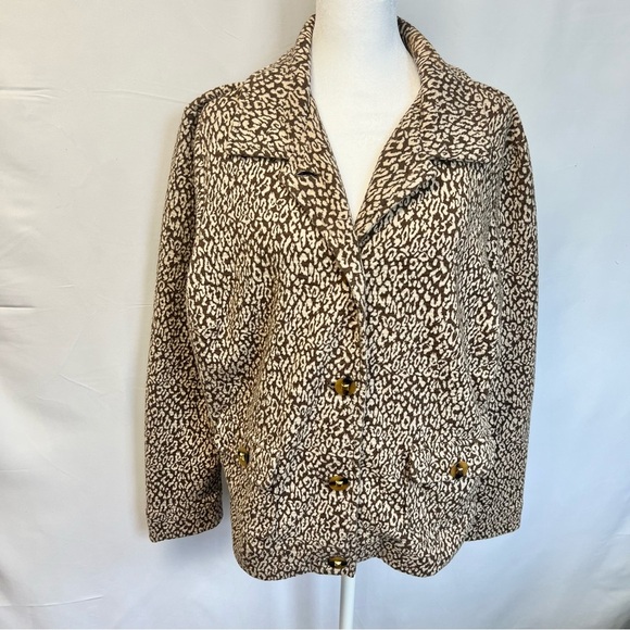 Charter Club Jackets & Blazers - Charter Club Cheetah Animal Print Jacket Brown Cream Leopard Womens Plus Size 1X